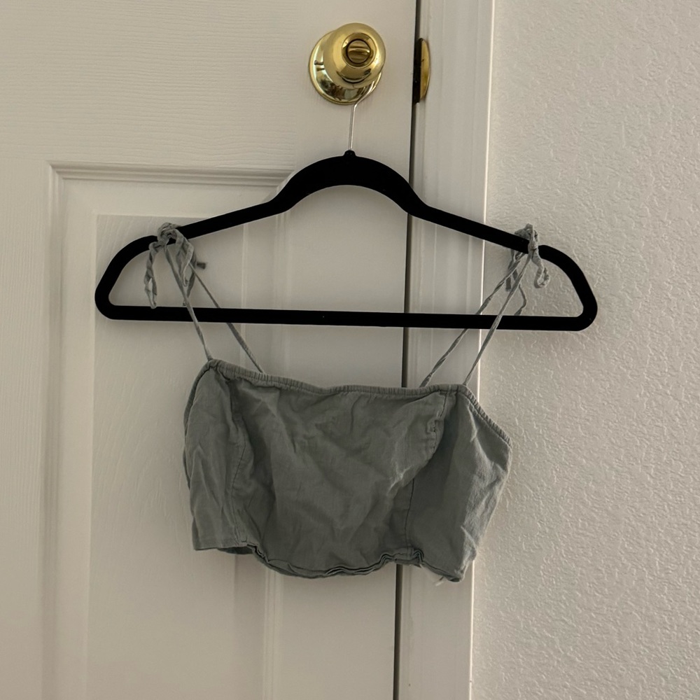 Tie Strap Linen Crop top - Abercrombie